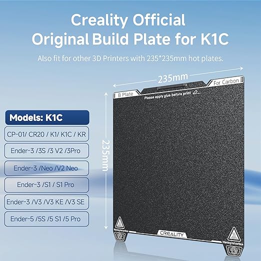 Official Creality K1C Build Plate 235x235mm Textured PEI Sheet with Nozzle Cleaner Flexible Spring Steel Magnetic Platform Plate for K1/K1C/K1 SE/Ender 3/3 V2/3 V3/3 V3 KE/3 V3 SE/3 Neo/3 V2 Neo