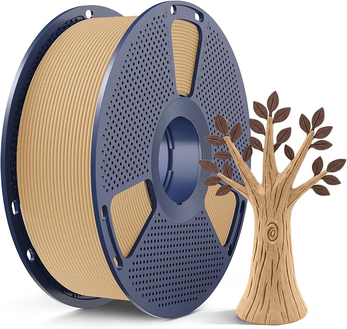 SUNLU Wood PLA Filament 1.75mm, Real Wood Fiber 3D Printer Filament, Natural Wood Texture & Scent, Clog-Free, Dimensional Accuracy +/- 0.02mm, 1kg Spool (2.2lbs), Fit Bambu Lab Printer, Maple