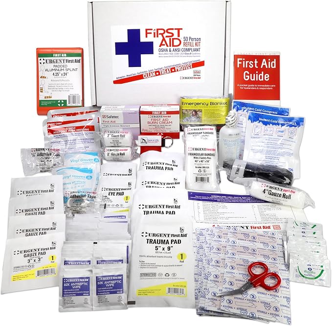 OSHA & ANSI 2021 Class B Refill Kit, 50 Person, 208 Pieces-First Aid Refill | ANSI 2021 Class B refill/upgrade with splint, tourniquet, tools and single-dose items for larger workplace first aid kits.
