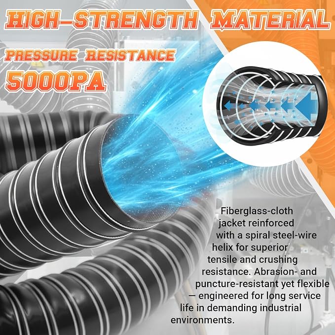 Pangda 2.5" x 10ft Air Duct Hose Cooling Air Ducting, Silicone Flexible Brake Induction Intake Pipe High Heat Brake Exhaust Hose for Dryer System(Black)