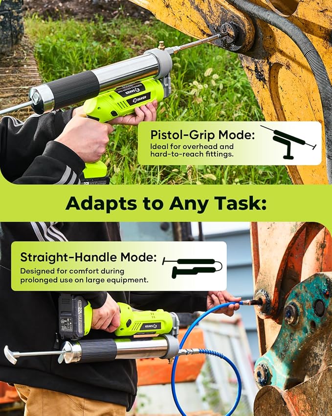 Saker 12,000 PSI Electric Grease Gun, Cordless Grease Gun Kit with 2 * 2.0Ah Batteries, 5.5 oz/min High Flow & LED Light for Truck, Automotive, RV, Farm DIY