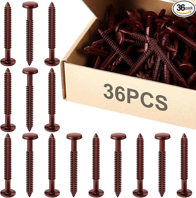 Blulu 36 Pcs 3 Inch Vinyl Shutter Fastener Window Panel Peg Lok Pin Pegs Screws Shutter Spikes Anchor (Burgundy Red)