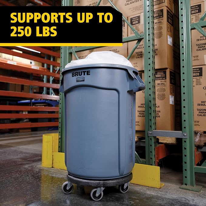 Rubbermaid Commercial Products BRUTE Dolly Black Fits 20 gallon, 32 gallon, 44 gallon, and 55 gallon BRUTE Containers, for Restaurants/Back of House/Offices/Warehouses/Airports/Commercial Environments