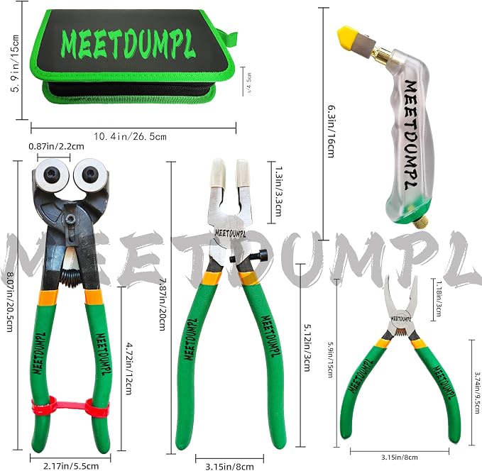 Stained Glass Kit，Stained Glass Supplies，Glass Cutters Tools,Heavy Duty Glass Running Pliers，Wheeled Glass Nippers，Breaker Grozer Pliers，Glass Cutter，for Stained Glass,Mosaics,Fusing,Breaking (7)