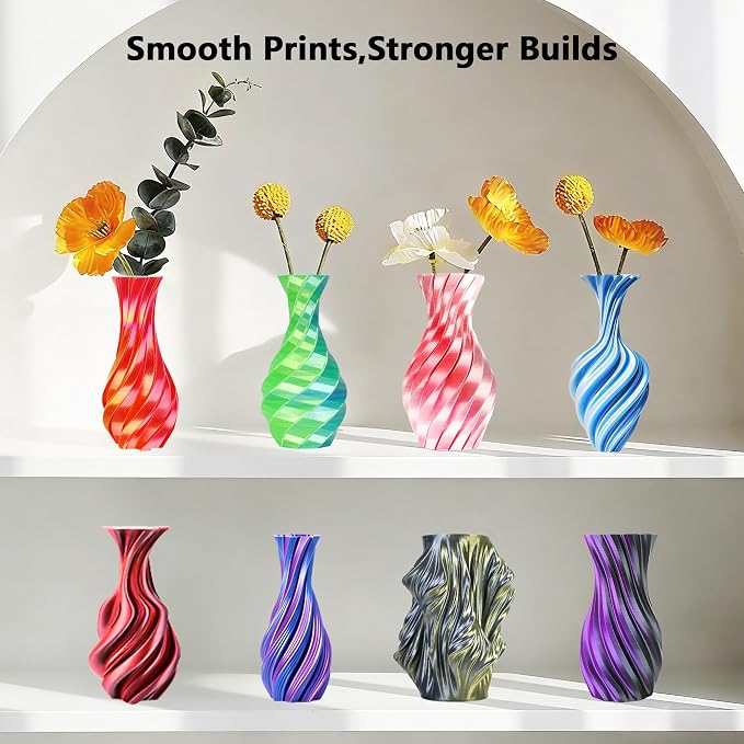 Silk PLA 2 Color in 1 Coextrusion 3D Printer Filament Bundle: White/Red, White/Blue, Blue/Purple, Lime GreenBlue, RedGold, RedBlack, GoldBlack, PurpleBlack, 2Kg Dual Color Silk PLA, 250g x 8