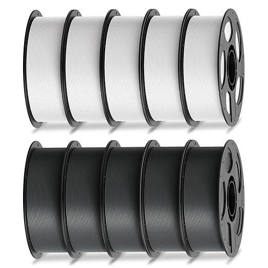 ANYCUBIC PLA Filament 1.75mm Bundle, 3D Printer Filament 1.75mm Dimensional Accuracy +/- 0.02mm, 1KG Reusable Spool (2.2 lbs), 5KG White + 5KG Texture Grey, 10KG in Total