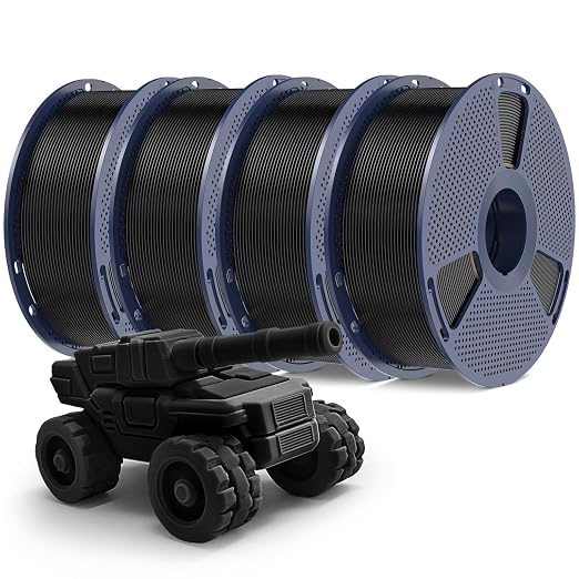 PETG Filament 1.75mm, Ultra Tough, Heat Optimized, Odorless, 4kg(8.8lbs) SUNLU PETG 3D Printer Filament, Dimensional Accuracy +/- 0.02mm, Black 4 Pack