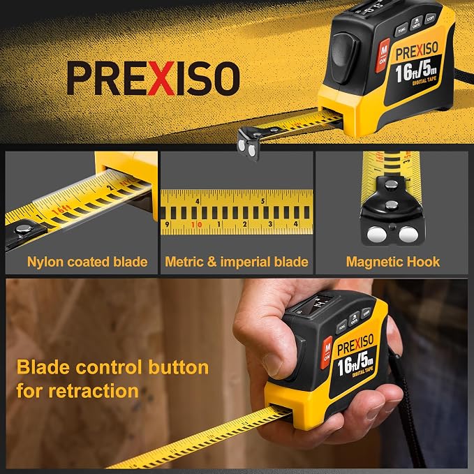 PREXISO 2-in-1 Digital Tape Measure 16Ft & PREXISO Laser Level with Tripod - 100Ft Rechargeable Dual Modules