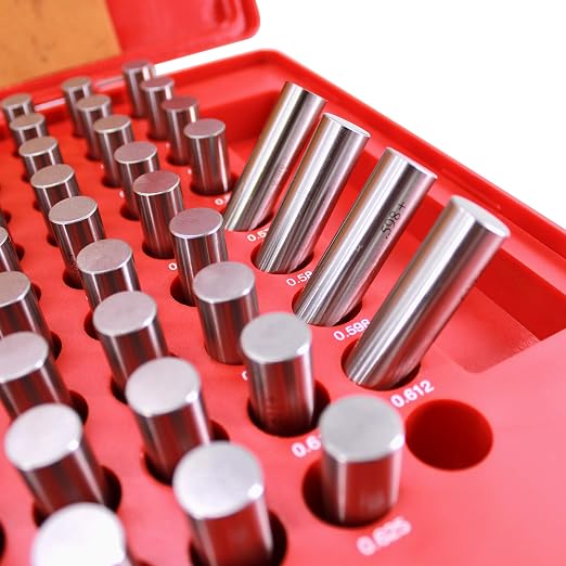 HFS(R) Pin Gage Set M3 Plus Steel Gauge with Storage Case for Carpenters and Home Improvement 125PCS 0.501-0.625"