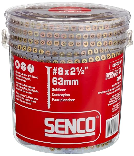 Senco 08F250Y DuraSpin #8 x 2-1/2 inch Collated Wood Screw 800 ct.