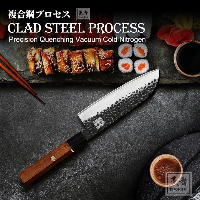 Knife Magnetic Strip 16 Inch + Japanese Santoku Knife 7 Inch, Acacia Wood Magnetic Knife Holder for Refrigerator, Wall Mount Magnet Knife Bar with 4 Hooks