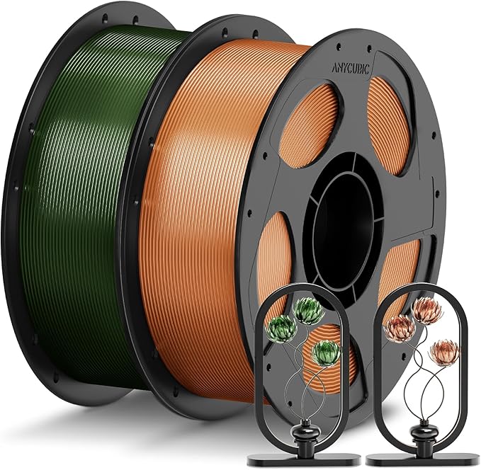 ANYCUBIC PETG Filament 1.75mm Bundle, 3D Printer Filament, Dimensional Accuracy +/- 0.02mm, Exceptional Toughness, 1KG Reusable Spool, 2KG Translucent Brown + Translucent Olive