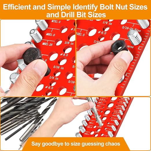 Thread Checker - 55 Nut & Bolt Thread Checker, Bolt Size and Thread Gauge 19 Standard and 17 Metric Sizes & 19 Drill Bit Gauge, Bolts and Nut Identifier Gauge for Easy Verifying Sizing