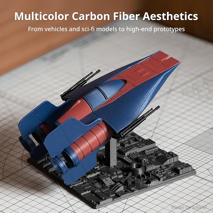 ANYCUBIC PETG-CF Carbon Fiber 3D Printer Filament 1.75mm, Durable Impact & Heat Resistant, Satin Carbon Fiber Texture, 1KG Reusable Spool, Indigo Blue
