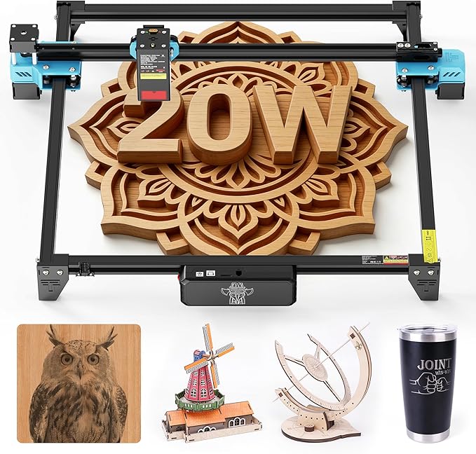 Twotrees TTS-20 Pro Laser Engraver, 20000mW Laser Engraver Machine and Cutter, Ideal for DIY Laser Engraving Projects. Processes Wood, Metal, Acrylic, and Glass 27.4-inch × 23.4-inch Laser Cutter