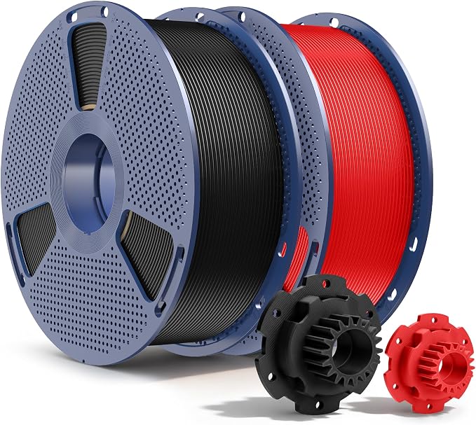 SUNLU PETG Filament 2KG, High Strength PETG 3D Printer Filament 1.75mm, Dimensional Accuracy +/- 0.02mm, 1KG Spool(2.2lbs), 2 Pack, Black+Red