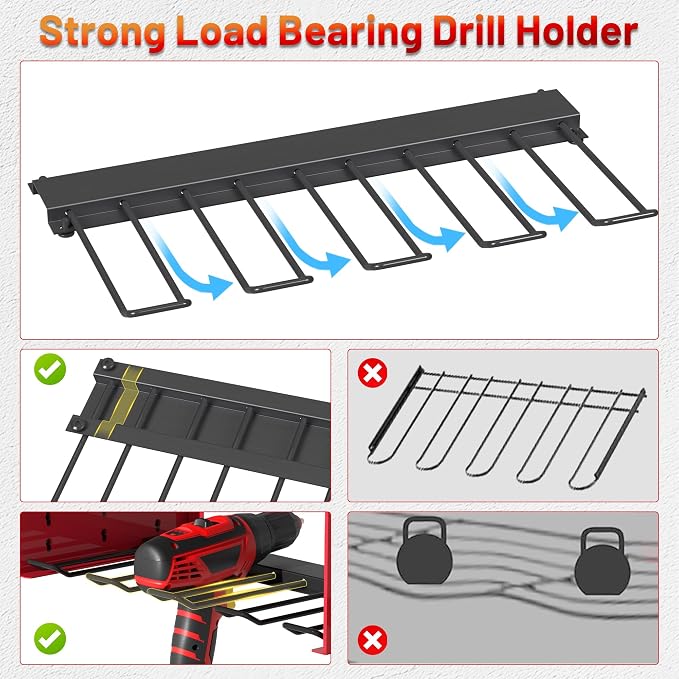 Power Tool Organizer Wall Mount with Charging Station - Heavy-Duty Cordless Drill Holder,Adjustable Tool Storage Rack for Garage,Workshop,Wall-Mounted Tool Organizer Gifts for Fathers Day