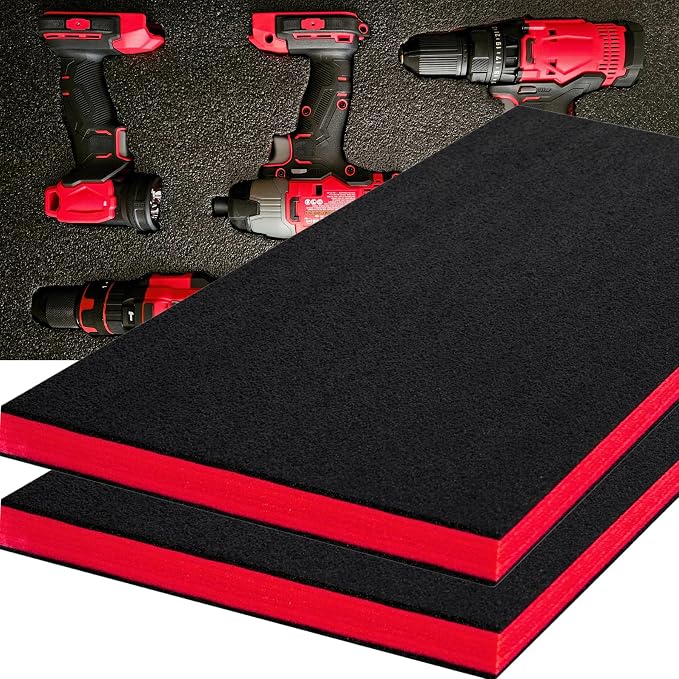 ONREVA Tool Box Foam, 2Pack 45x22x2 inch, Foam Inserts for Cases, Polyethylene Storage Sheets for Toolbox Hard Case, Tool Shadow Insert, Kaizen Organizer Sheet