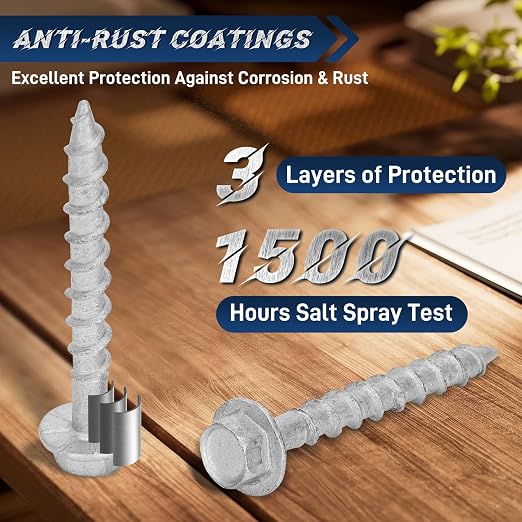 #9 x 1-1/2" Joist Hanger Screws, Silver / 0.370"-Dia Heavy‑Duty Deck Screw, Replace Simpson SD9112R1000 SD Connector Screws & 10DNails,1/4" Hex Socket Wood Screws,1000pcs
