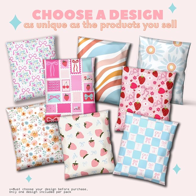 Picksie Mailers - Boho Poly Mailers 10x13 100 Pack Bundle Bulk Polymailers Shipping Supplies for Small Business Boutique Envelope for Clothing Cute Designer Plastic Bags - Boho Bundle