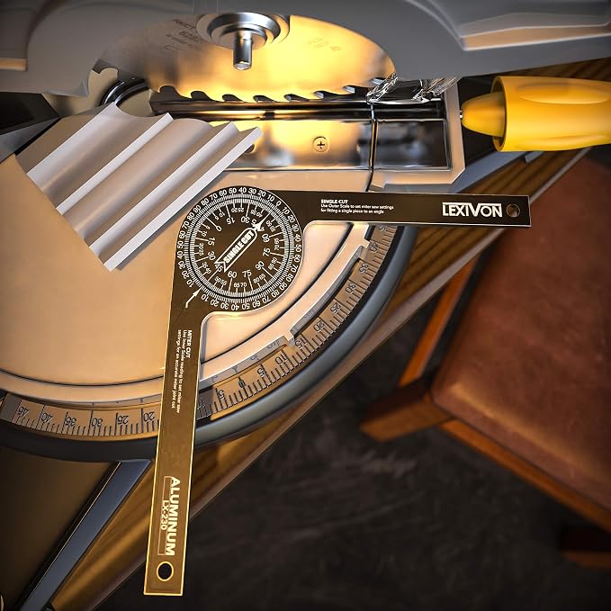 LEXIVON [2-pack] Aluminum Miter Saw Protractor | 7-Inch Rust Proof Angle Finder Featuring Precision Laser Engraved Scales (LX-230X2)