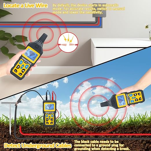 Cable Tester Wire Tracker, Underground Cable Locator | for Dog Fence Cables, Test Short Circuit Breaker of Wall
