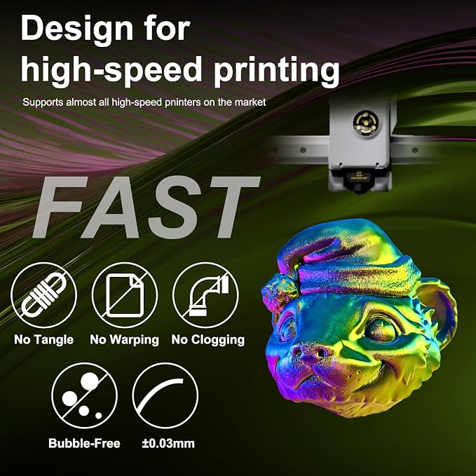 ERYONE Silk Tri Color PLA Filament 3D Printer 1.75mm +/- 0.03mm, Multicolor Filament Tricolor PLA 1KG(2.2lbs) Cardboard Spool, Gold Blue Purple