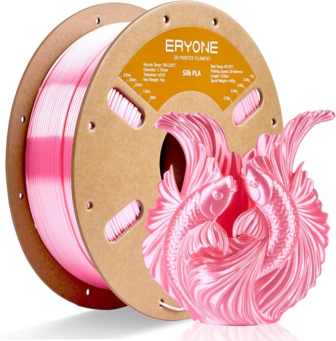 ERYONE Silk PLA Filament for 3D Printer 1.75mm +/- 0.03mm, Shiny Filament 1kg (2.1lbs)/Spool, Silk Pink