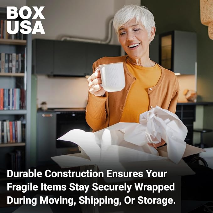 BOX USA Packing Paper Sheets 20 x 15 (2400 Sheets, 50 lb) - Newsprint Paper for Shipping, Storage and Moving Supplies, White