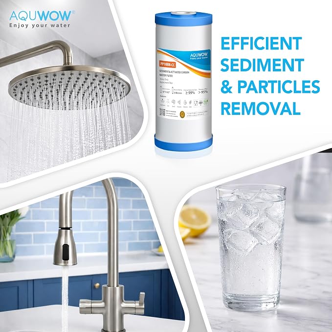PP10BB-CC 5 Micron 4.5" x 10" Water Filter Set – Polypropylene Replacement Cartridges for Whole House Systems, Big Blue Compatible Filters (4, 10 x 4.5)