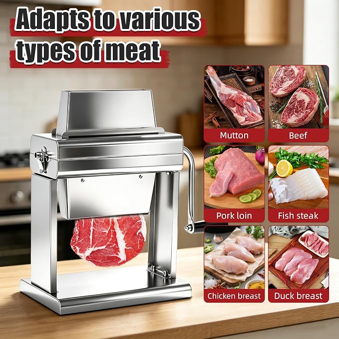 Commercial Meat Tenderizer Machine with Handle, 40-Blade Heavy Duty Stainless Steel Manual Meat Tenderizer for Steak, Chicken, Pork, Lamb，Ideal for Restaurant, Butcher Shop & Home Use