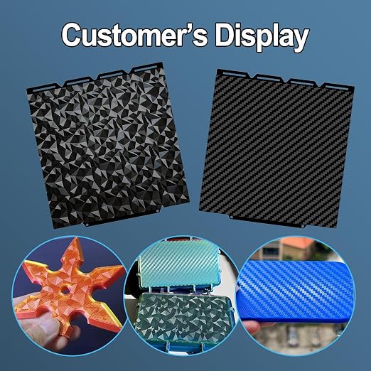 Double-Sided PET+PEO Build Plate for Snapmaker U1 – 270×270mm Smooth Diamond PEO+Carbon Fiber PET Flexible Spring Steel Printing Platform, Strong Adhesion & Easy Release
