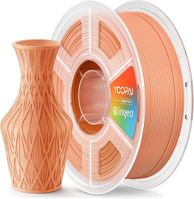 PLA+ Matte Filament 1.75mm, Soft Matte Finish, Reduced Layer Lines, 1KG (2.2lbs) 3D Printer PLA Filament, Dimensional Accuracy +/- 0.02 mm, Amber Orange