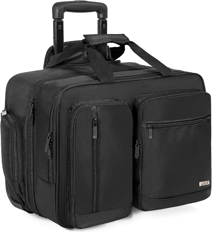Rolling Laptop Bag, Wheeled Briefcase 17.3 inch Rolling Briefcase, Overnight Roller Bag, Repellent Travel Roller Underseat Bag