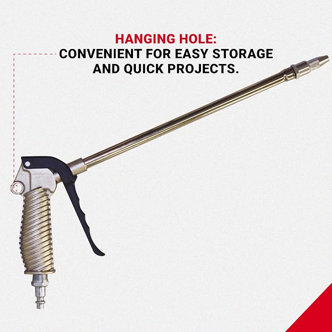 Milton S-182 Turbo Pistol Grip Blow Gun - 10" Extended Reach and Adjustable Nozzle - 40 CFM - 230 Max PSI