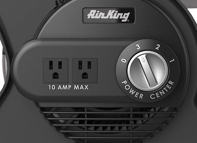 Air King Commercial Grade Pivoting Utility Fan, for Cooling, Ventilating, Exhausting and Drying at Home, Job Site, Work Shop, Construction, 3 Speeds, 11.25", Black, 9550