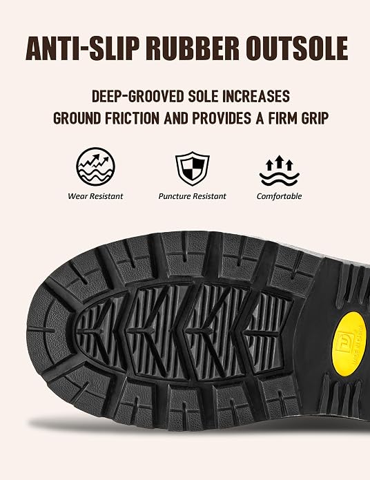 Trudave Rubber Boots for Men, Waterproof Rain Boots with Steel Shank & Reinforced Shell, 5mm Neoprene Insulated Knee Mud Boots for Outdoor Work Hunting Farming Fishing