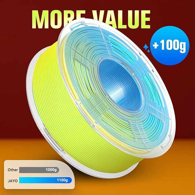JAYO Matte Dual Color PLA Filament 1.75mm 1.1kg Spool, Red Blue | Matte Finish, Two-Tone Effect, ±0.02mm Accuracy, Tangle Free, Most FDM Printers
