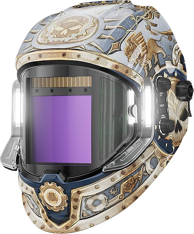 ANDELI Welding Helmet - Panoramic 180° View 3.94"X3.74",True Color Auto Darkening Welding Helmet with Light, 4 Arc Sensor, 4/5-8/9-13 Type-C Charging (MONERIG-LED)