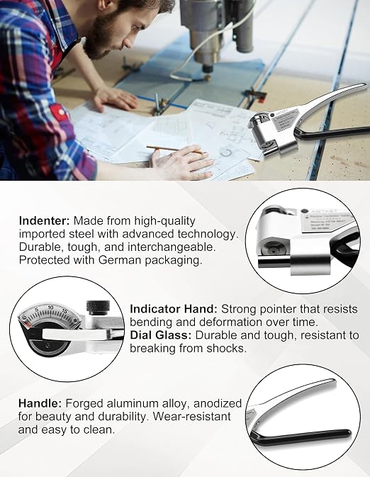 Webster Hardness Tester Metal Hardness Tester Handheld Hardness Tester with Measuring Scope 0-20HW Portable Hardness Tester Test Hardness of Aluminum Brass Copper Stainless Steel (Model W-20)