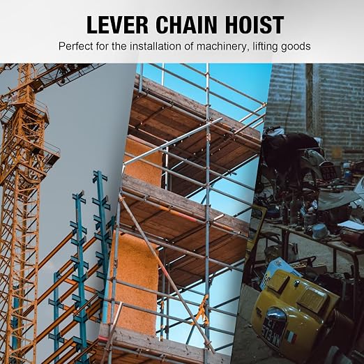 YELLOW JACKET 1.5 Ton Manual Lever Chain Hoist, G80 Galvanized Carbon Steel with Weston Double-Pawl Brake, Chain Come Along and Safety Measures for Chain Fall