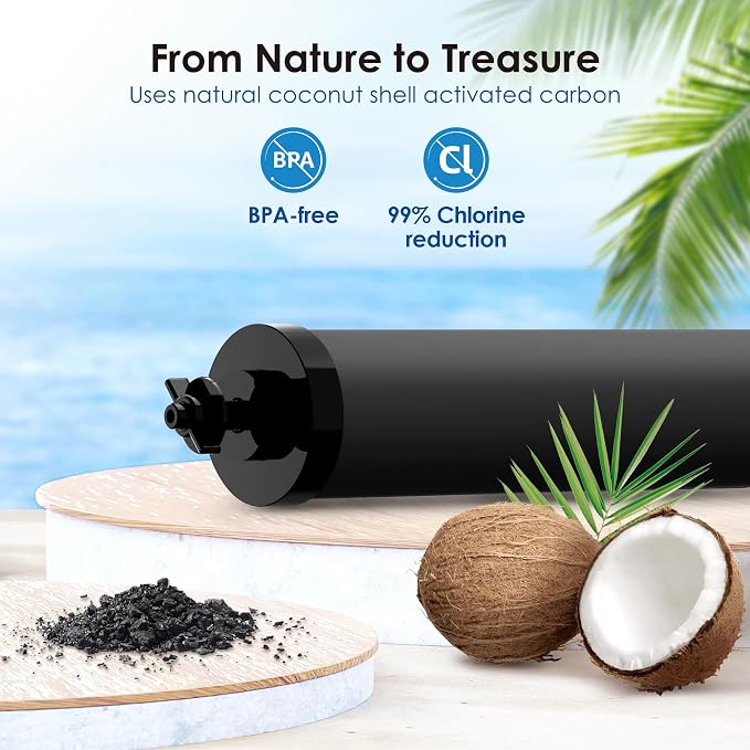 Waterdrop Black Water Filter, Replacement for Berkey®, Purewell®, ProOne®, BB9-2® Carbon Filters, Waterdrop Gravity Water Filter System, NSF/ANSI 42&372 Certified Water Filter, 2 Pack
