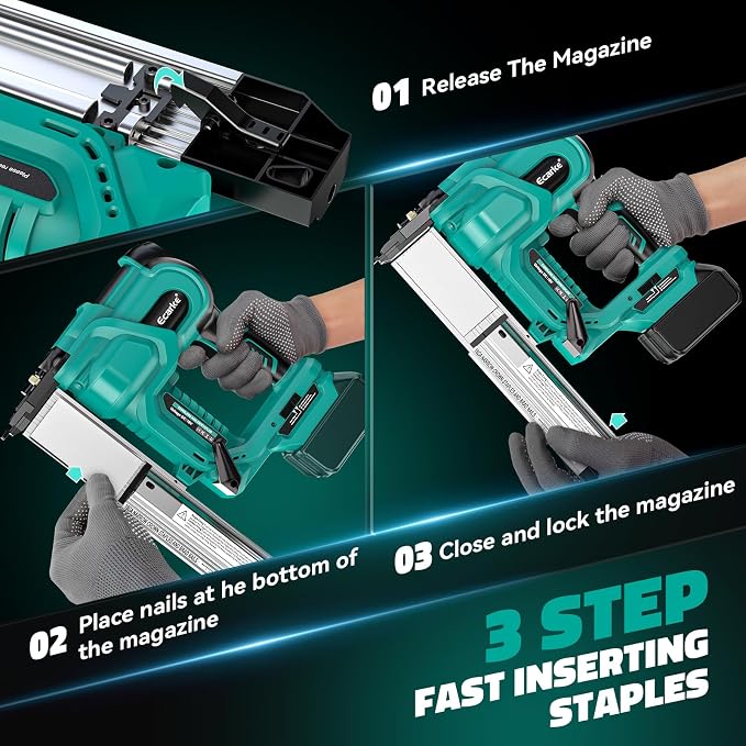 Ecarke 2" Brad Nailer Cordless Stapler Compatible with Makita 18V, 2 in 1 Electric Nail Gun/Staple Gun with 18GA Nails/Staples, Battery Power Nail Gun for Trim Wood Crafting Carpentry DIY, Tool only