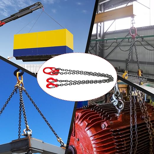 Pindex 5/16 Inch x 10 Ft 7000lbs 3.18 Tons G80 Chain Sling with Adjuster Hooks,Adjustable Length and Angle for Safe Towing