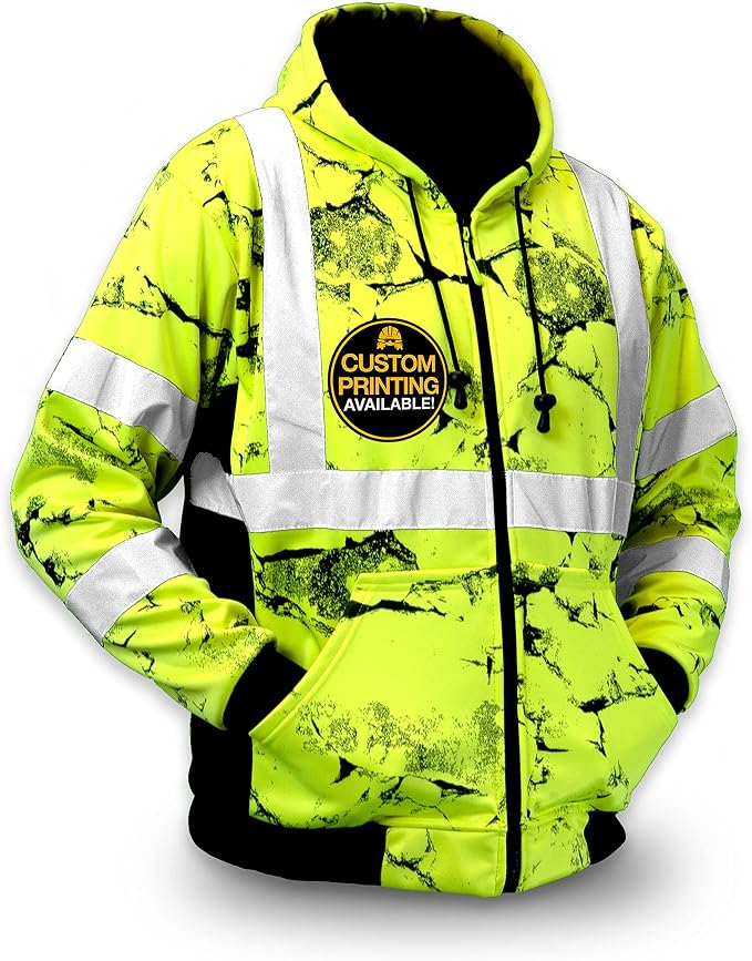 KwikSafety - Charlotte, NC - Men's Fleece Safety Hoodie | PPE Hi Vis Lightweight Reflective Jacket