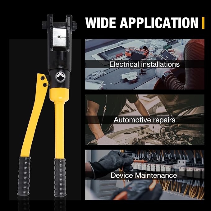 16T Hydraulic Crimping Tool 8AWG-600MCM Cable Crimping Tool 0.87 inch Stroke Hydraulic Lug Crimper Electrical Terminal Crimper with 13 Pairs of Die Sets, YQK-300