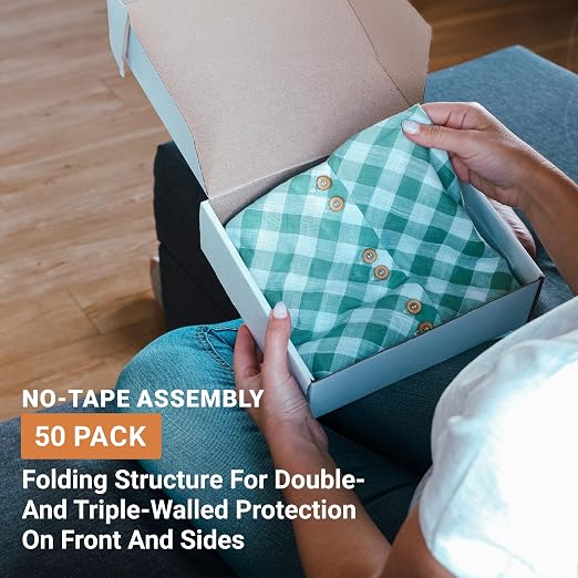 Box USA 6" Deluxe Shipping Boxes, 6"L x 4 1/2"W x 5"H, 50-Pack - White Box Mailers for Packaging, Storage, Gifts or Bulk Business Orders