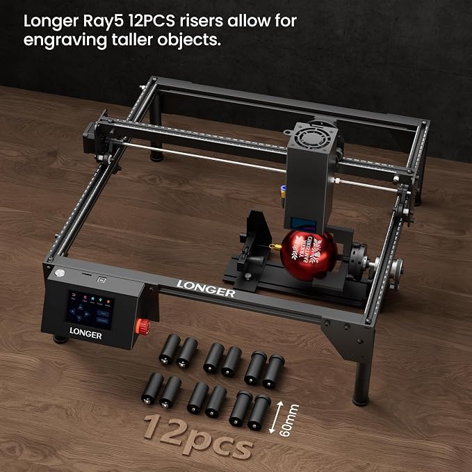 LONGER Laser Engraver Ray5 20000mW Engraver Machine with Air Assist Kit DIY CNC Laser Cutter Tool for Metal Glass Wood Working Area 15.7 "x15.7" with 4-in-1 Rotary Roller Kit