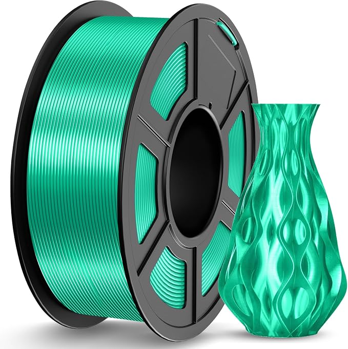 JAYO Silk PLA Filament 1.75mm Green 1.1KG, Metal-Like Shiny 3D Printer Filament Dimensional Accuracy +/- 0.02mm, 1.1kg Spool(2.4lbs), Fits for Most FDM 3D Printers