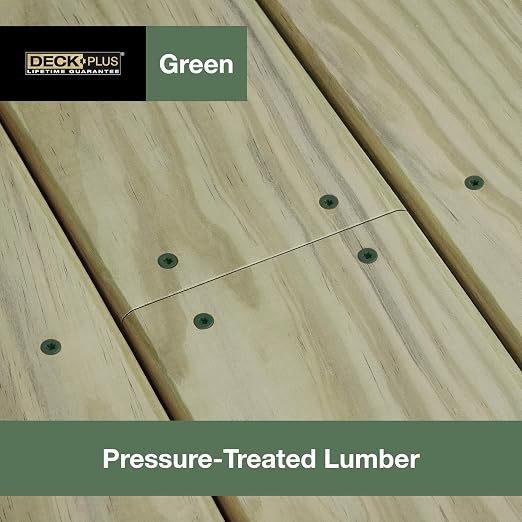 Deck Plus 48400 Exterior Wood Screws, #8 x 2, 4-Layer Epoxy Coated, Torx/Star Drive Included, Coarse Thread, Decking Screws, Outdoor Rust Resistant, Green, 625pcs